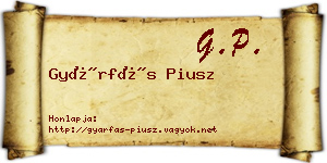 Gyárfás Piusz névjegykártya